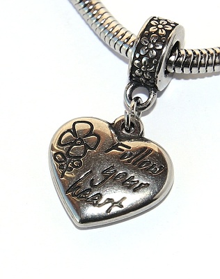 Korálek nerezový Fashion Jewerly - Přívěsek Následuj své srdce, Follow your heart 2581