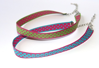 JoyKa Choker, náhrdelník okolo krku, Originalní jediné kusy s příběhem - Nejen Dětský, Dívčí, Puntíky, Stužka z poutní cesty Santiago de Compostela, Oboustranný pokaždé jiný, Roztomilá kráska, Cutie 3349