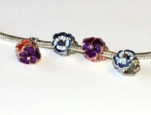 Korálek Fashion Jewerly na náramek nebo řetízek - Lilie barevná glazovaná s kamínkem, Romantická Květina pro Princeznu 3610
